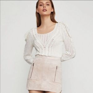 BCBG Ivory Puff Sleeve Knit Sweater